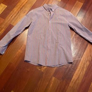 Vineyard Vines Boys Red plaid button down long sleeved shirt